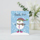 Carte Postale Hiver Whimsy Snowman Merci (Debout devant)