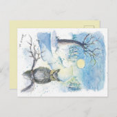 Carte postale hivernale de la saison des chouettes (Devant / Derrière)