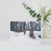 Carte postale hivernale pour les elfes de maïs (Debout devant)