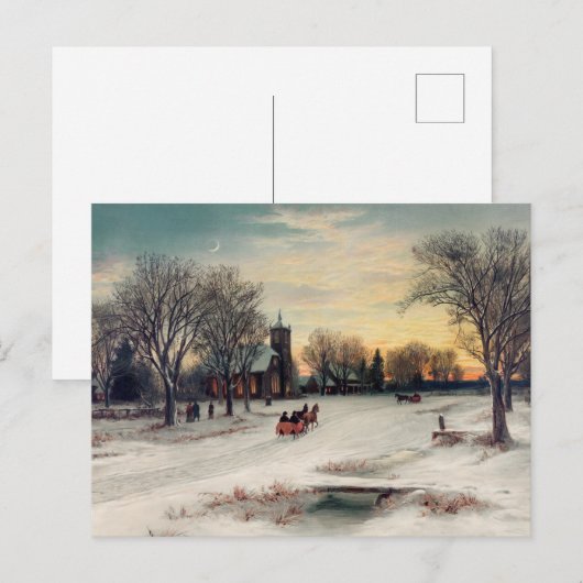 Carte postale hivernale vintage (Devant / Derrière)