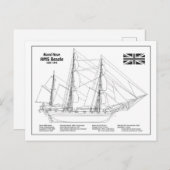 Carte Postale HMS Beagle Tall Ship - Plan d'expédition BD (Devant / Derrière)