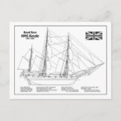 Carte Postale HMS Beagle Tall Ship - Plan d'expédition BD (Devant)