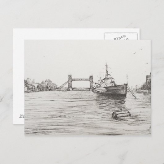 Carte Postale HMS Belfast sur la Tamise Londres.2006 (Devant / Derrière)