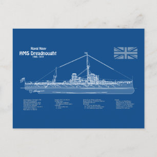 Carte Postale HMS Dreadnoud - Plan d'expédition ABD