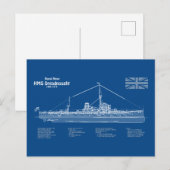 Carte Postale HMS Dreadnoud - Plan d'expédition ABD (Devant / Derrière)