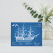 Carte Postale HMS Victory - Plan de plan des navires ABD (Debout devant)