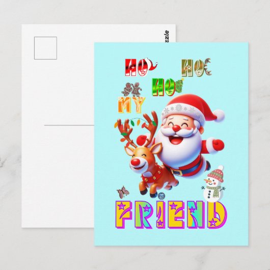 Carte Postale Ho Ho Ho Mon Cher Ami (Devant / Derrière)