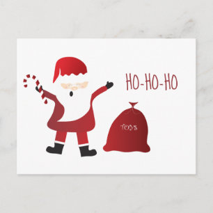 Carte Postale Ho Ho Ho Père Noël Sac de Jouets de Noël