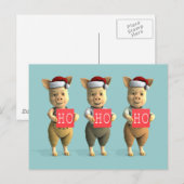 Carte Postale Ho Ho Ho Porcelets (Devant / Derrière)