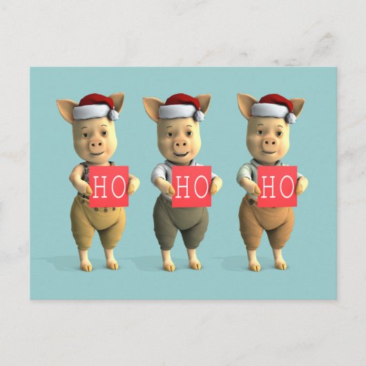 Carte Postale Ho Ho Ho Porcelets (Devant)