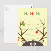 Carte Postale Ho Ho Ho Reindeer (Devant / Derrière)