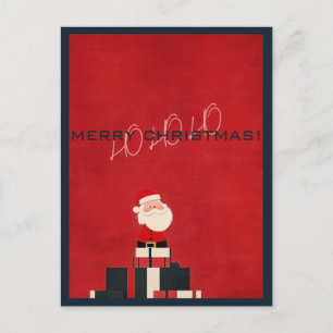 Carte Postale HO HO HO Rouge Joyeux Noël