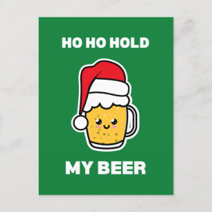 CARTE POSTALE HO HO HOOK MY BEER CUTE BEER PÈRE NOËL