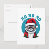 Carte Postale Ho ho non - drôle de chat grumpy santa (Devant / Derrière)
