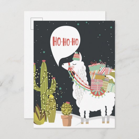 Carte Postale Ho-HoHo Holiday Llama (Devant / Derrière)
