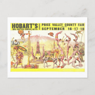 Carte Postale Hobart's Big United Circus Publicité Vintage