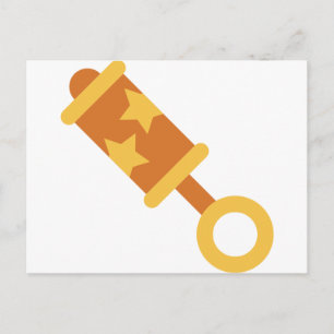 Carte Postale hochet bébé orange