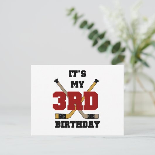Carte Postale Hockey 3ème anniversaire Tshirts et cadeaux (Debout devant)