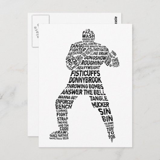 Carte Postale Hockey Enforcer Word Art (Devant / Derrière)