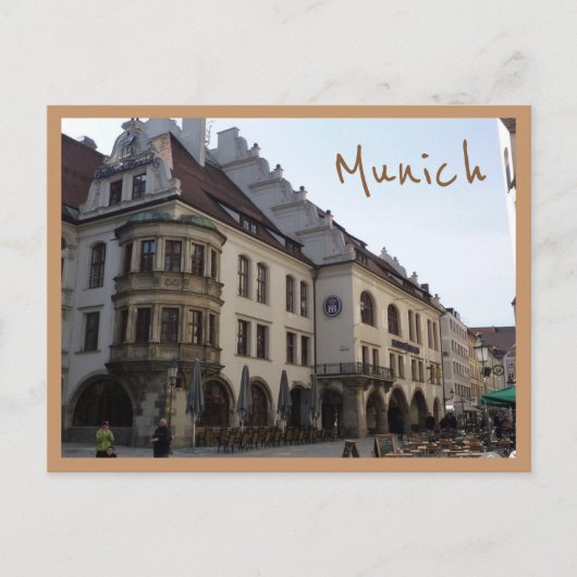 Carte Postale Hofbräuhaus (Munich) with text (Devant)