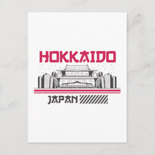 Carte Postale Hokkaido Japon Temple Rétro Skyline Voyage Design