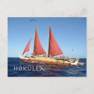 Carte postale Hokulea, ancien canot Hawaï voyagean