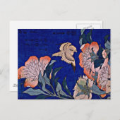 Carte Postale Hokusai : Canaries et Peony (Devant / Derrière)