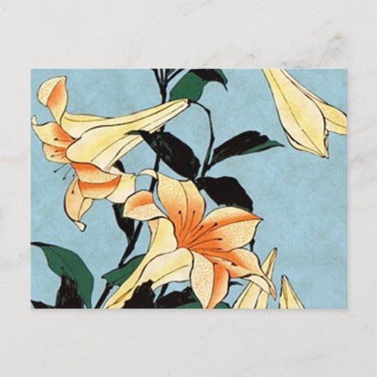 Carte postale Hokusai Japanese Lilies (Devant)