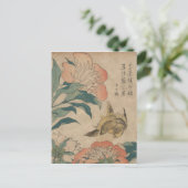 Carte Postale Hokusai Peony et Canary (Debout devant)