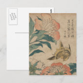 Carte Postale Hokusai Peony et Canary (Devant / Derrière)