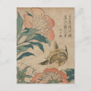 Carte Postale Hokusai Peony et Canary