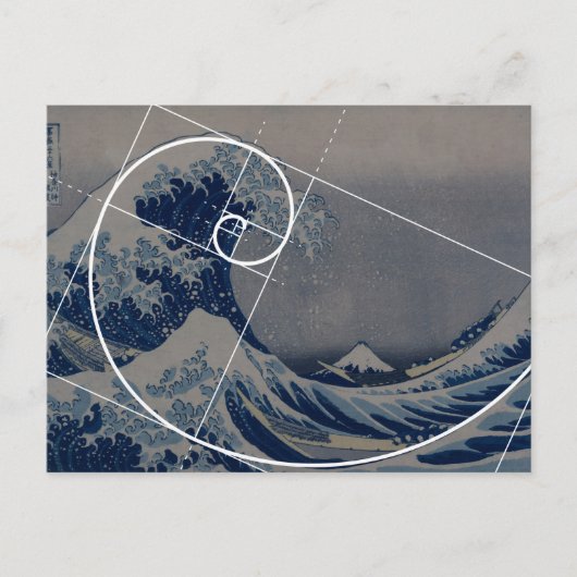 Carte Postale Hokusai rencontre Fibonacci, Golden Ratio (Devant)