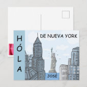 CARTE POSTALE HOLA DE NUEVA YORK (Devant / Derrière)