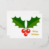 Carte postale Holiday Foil de Noël Holly berry (Recto/Verso)