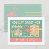 Carte Postale Holiday Greetings Miami Beach Art Deco Postcard (Devant / Derrière)