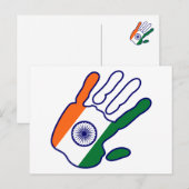 Carte Postale holiES - Drapeau indien main (Devant / Derrière)