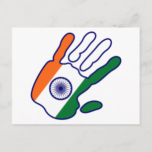 Carte Postale holiES - Drapeau indien main