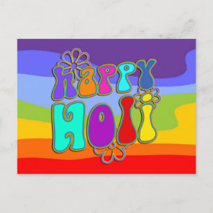 Carte Postale holiES - HAPPY HOLI fleurs aux contours colorés 1