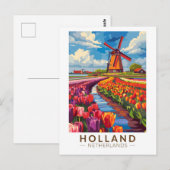 Carte Postale Holland Travel Art Vintage (Devant / Derrière)
