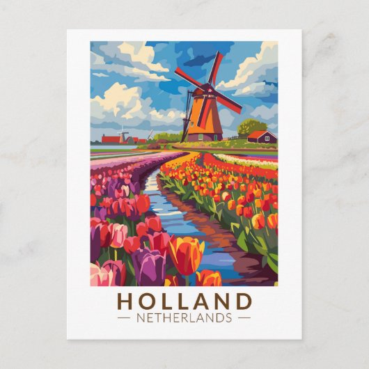 Carte Postale Holland Travel Art Vintage (Devant)