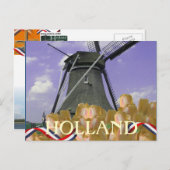 Carte postale Holland Windmill Orange Tulips (Devant / Derrière)