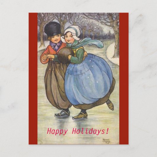 Carte postale Hollandaise pour enfants de patinage (Devant)