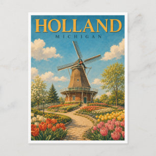 Carte Postale Hollande Michigan Moulin à vent néerlandais GeoSag