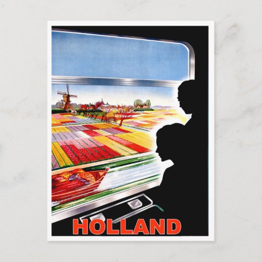 Carte Postale Hollande, vue depuis la fenêtre du train, voyage v (Devant)
