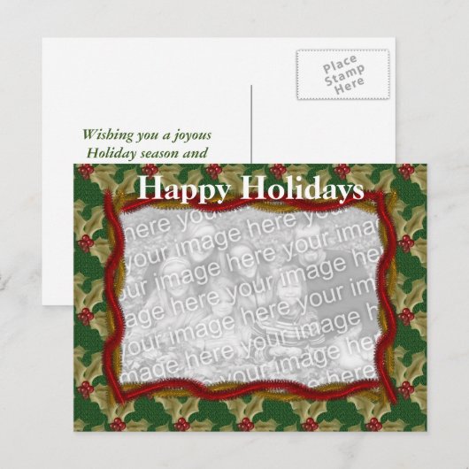 Carte Postale Holly And Garland Christmas Holiday (Devant / Derrière)