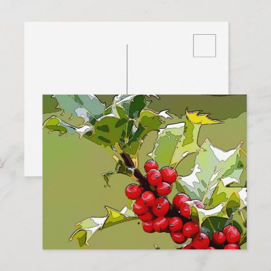 Carte Postale Holly Berries 005 (Devant / Derrière)