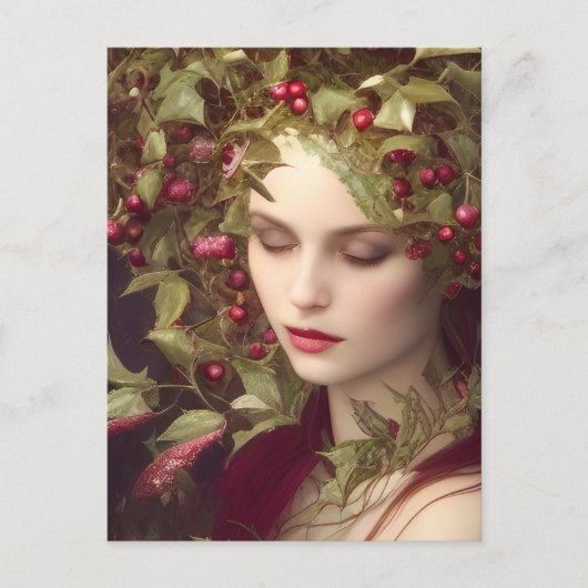 Carte Postale Holly Berries Belle femme Portrait (Devant)