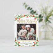 Carte Postale Holly Berry Branch PHOTO Noël Salutation (Debout devant)