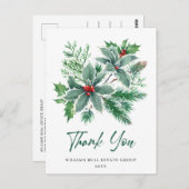 Carte Postale Holly Berry Merci de Noël (Devant / Derrière)