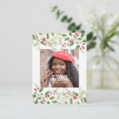 Carte Postale Holly Berry Personalized Photo Memorial Christmas (Debout devant)